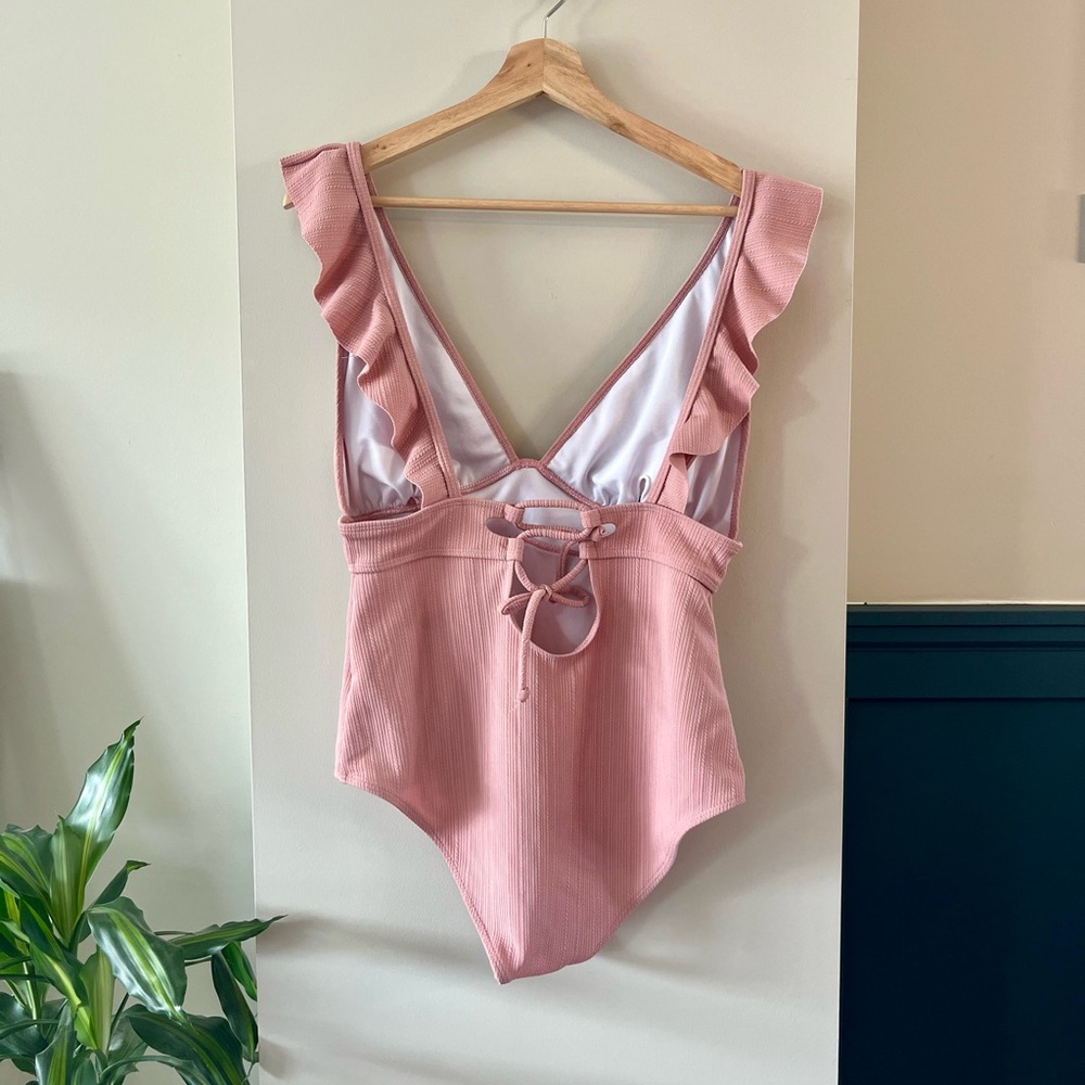 Pink Ruffled One Piece Swimsuit - Picture 2 of 3